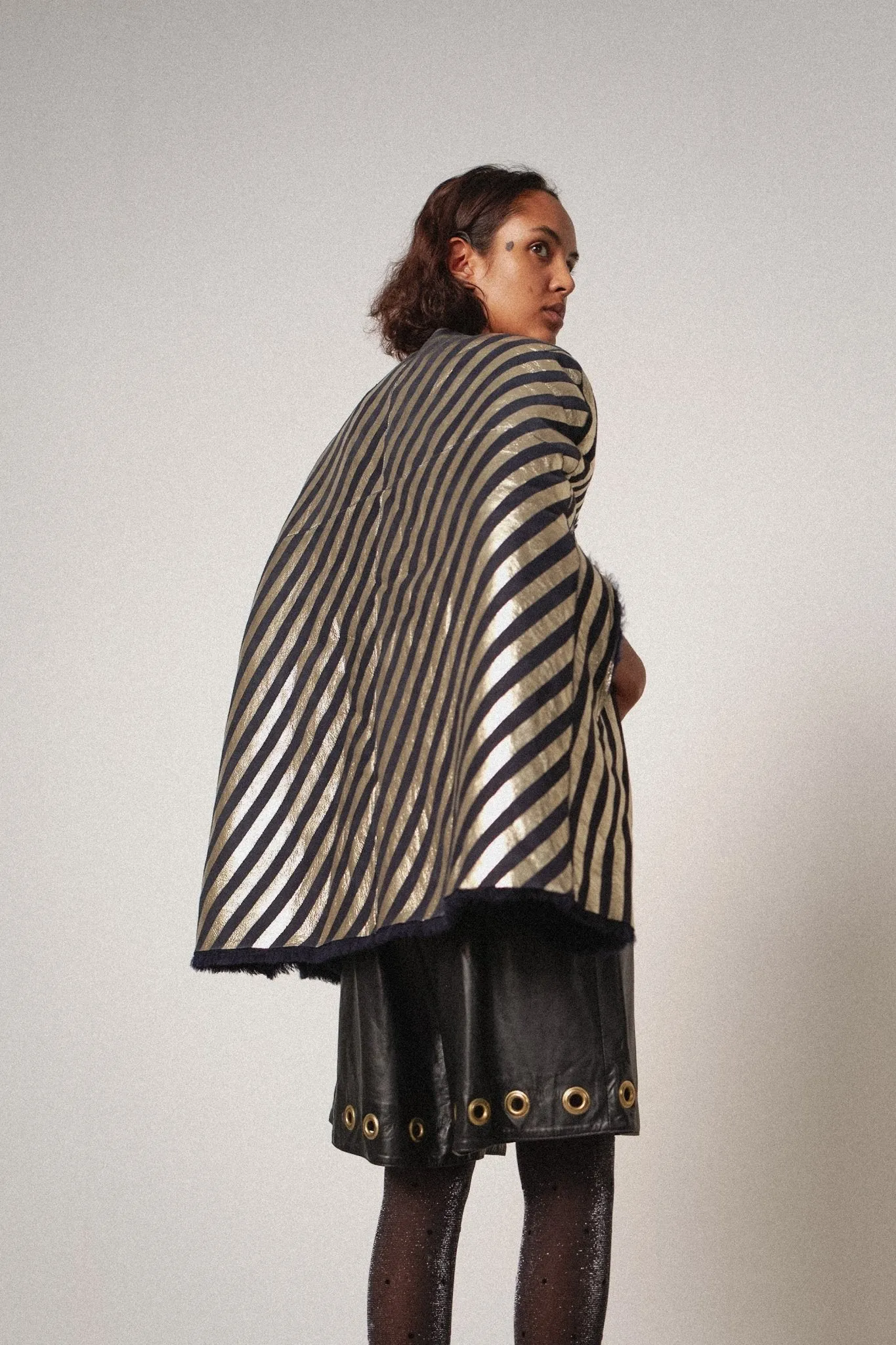 Shearling Cape Coat