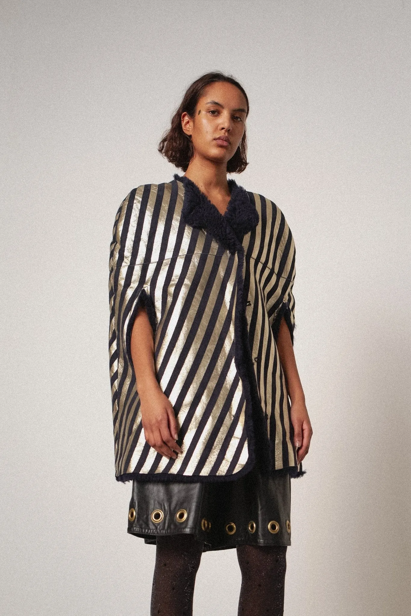 Shearling Cape Coat