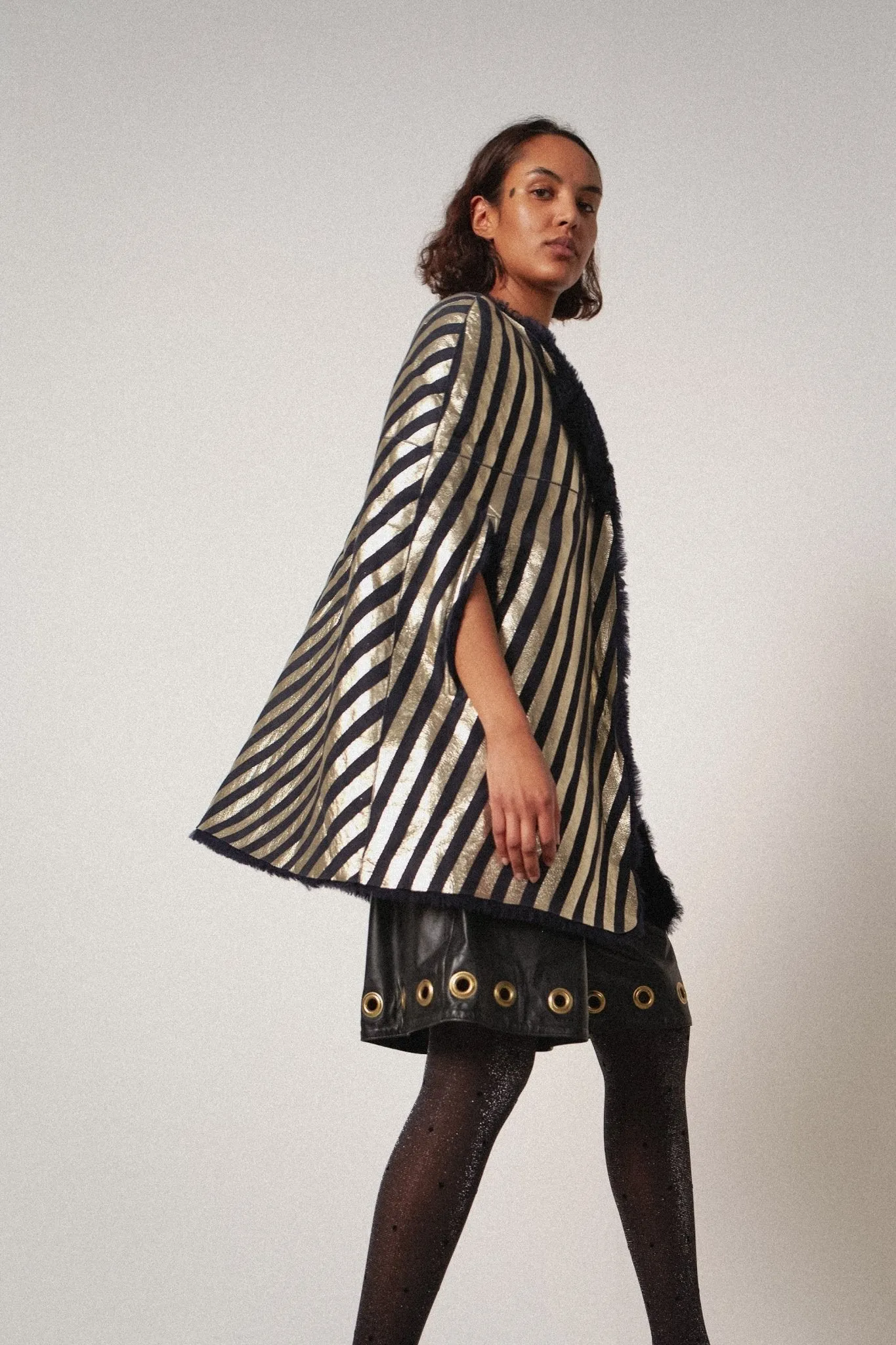 Shearling Cape Coat