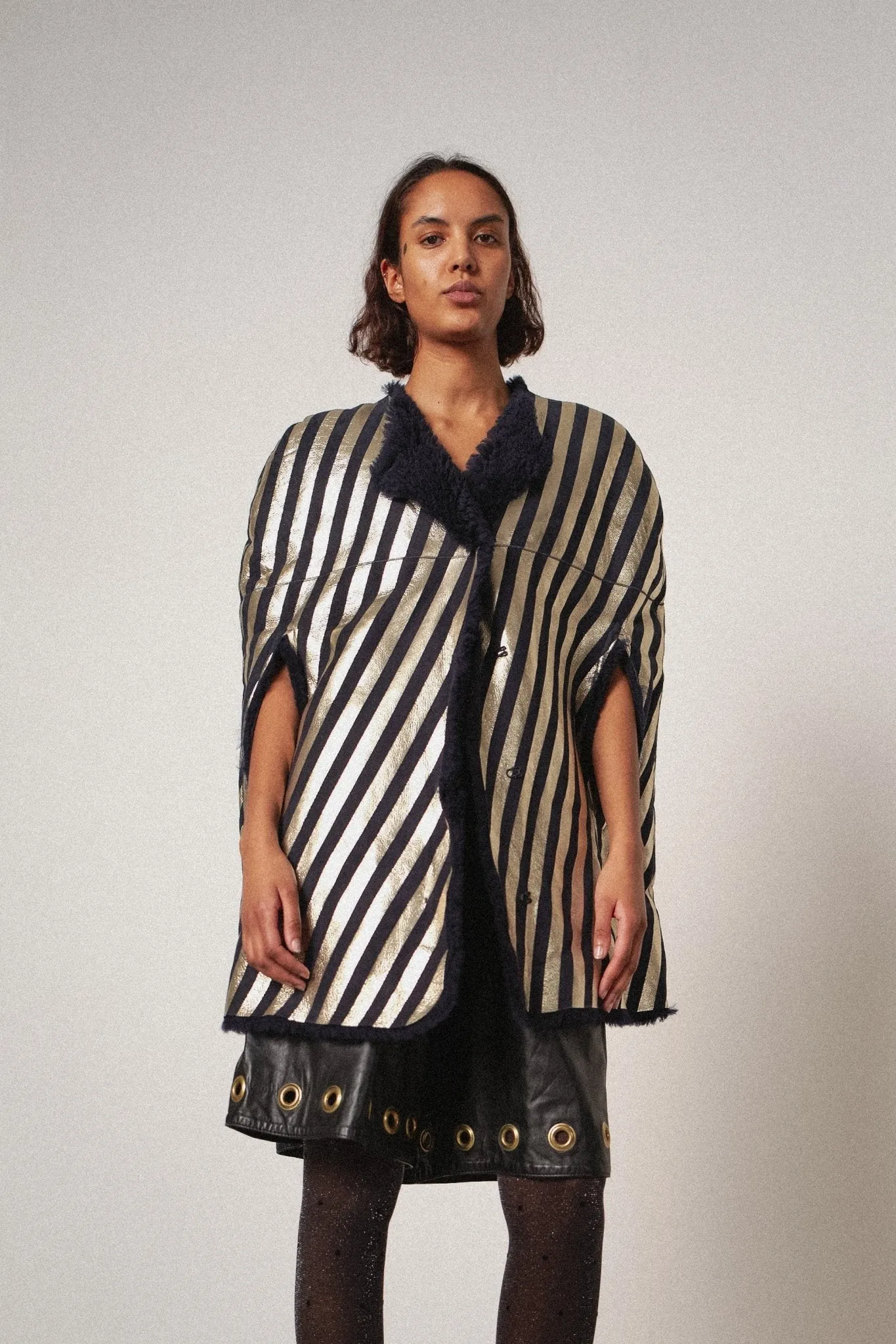 Shearling Cape Coat