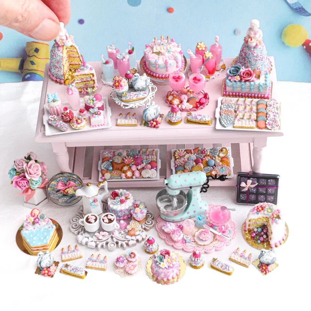 Slice of Birthday Cake with Fork - Handmade Miniature Food in 12th Scale