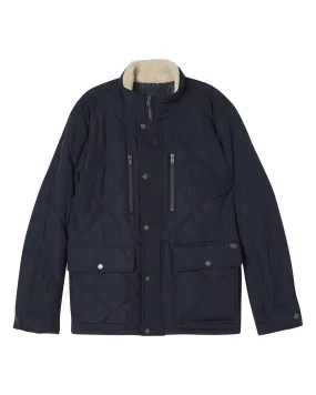 Snap Front Quilted Faux Fur Collar Jacket