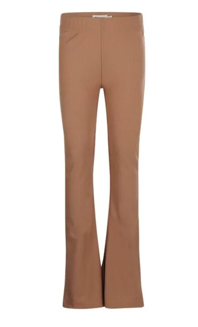 Soft Brown Ribbed Flared Pants