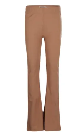 Soft Brown Ribbed Flared Pants