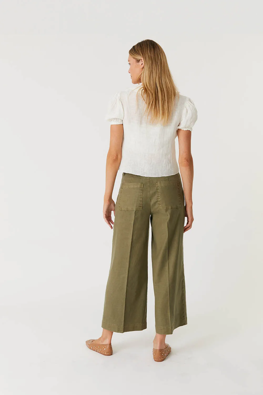 Sophia Crop Wide Leg by Level 99 in Thyme