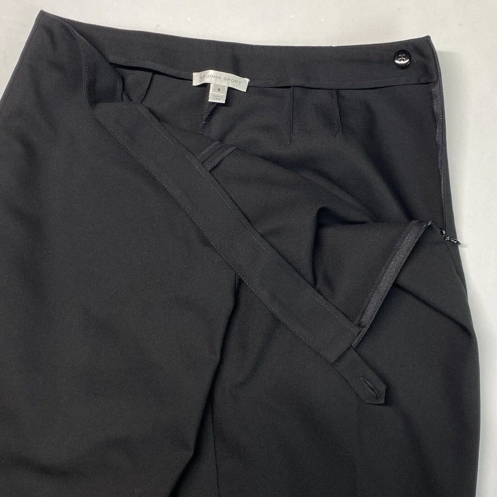 St John Sport Black Cropped Dress Pants Sz 6 Womens Midrise EUC USA