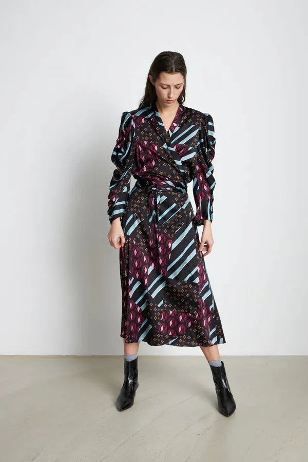 STELLA NOVA TOYA WRAP SILK DRESS - TIE COMBINATION