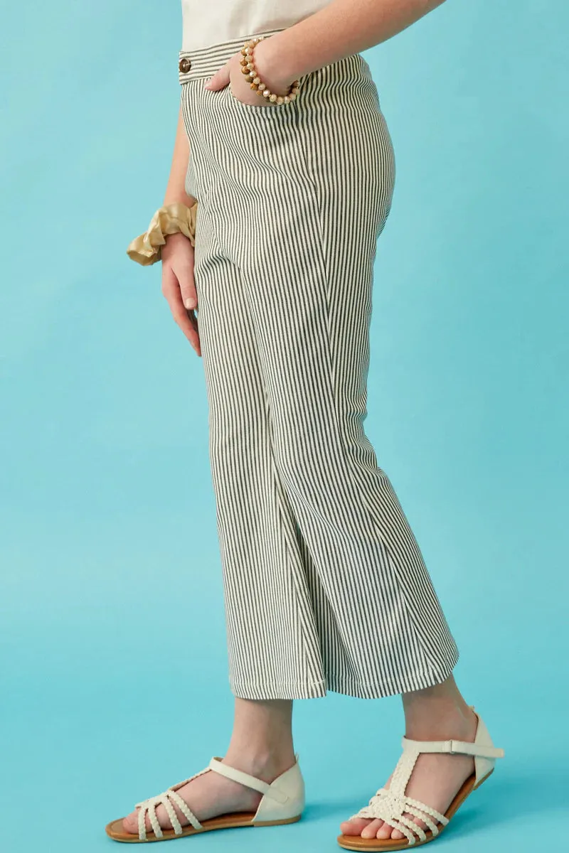 Stretch Pinstripe Flared Pants