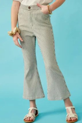 Stretch Pinstripe Flared Pants
