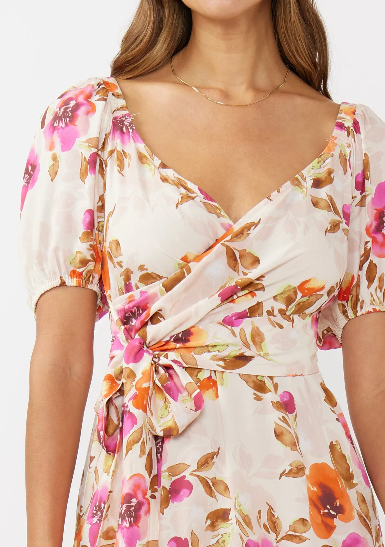 Sweetheart Neck Mini Dress with Puff Sleeves