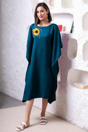 Teal Rayon Long-Kaftan - Anthos