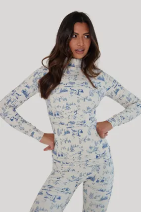Toile de Jouy Base Layer Set - Blue