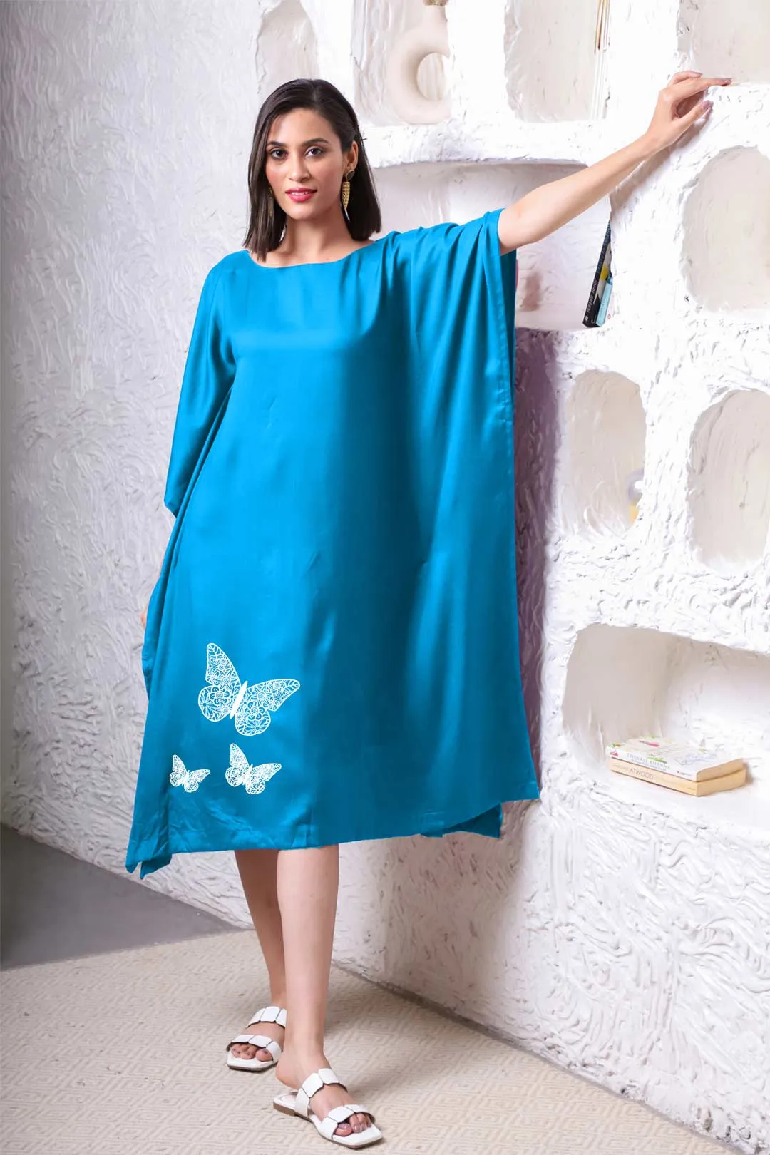 Turquoise Rayon Long-Kaftan - Titili