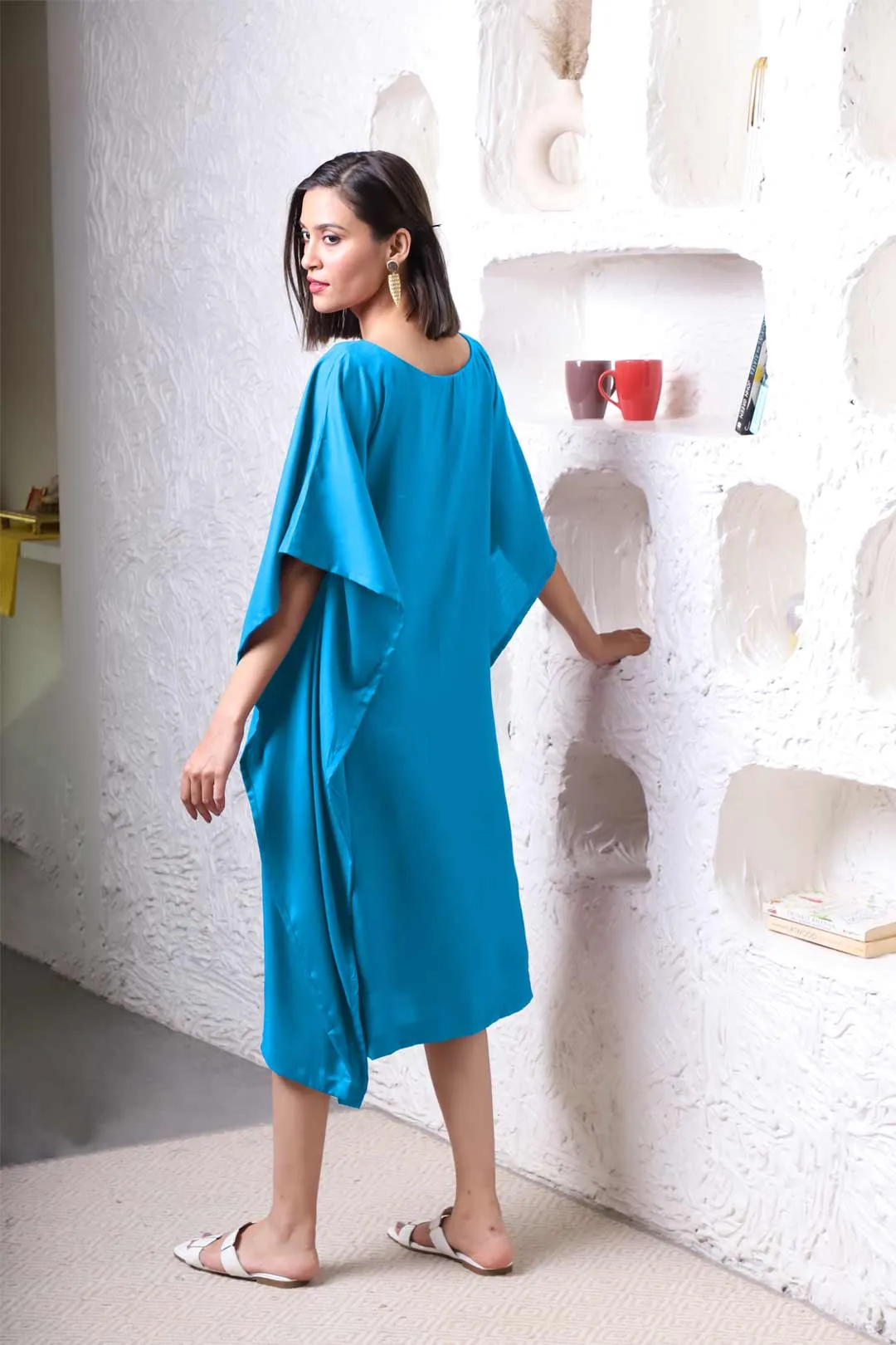 Turquoise Rayon Long-Kaftan - Titili
