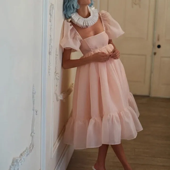 Valencia Ruffle Organza Baby Doll Dresses - 10 Colors