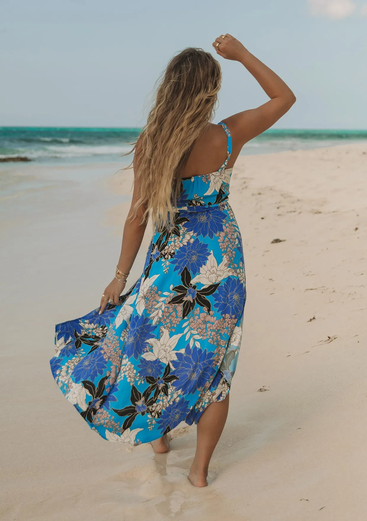 Vibrant Floral Sleeveless Wrap Dress