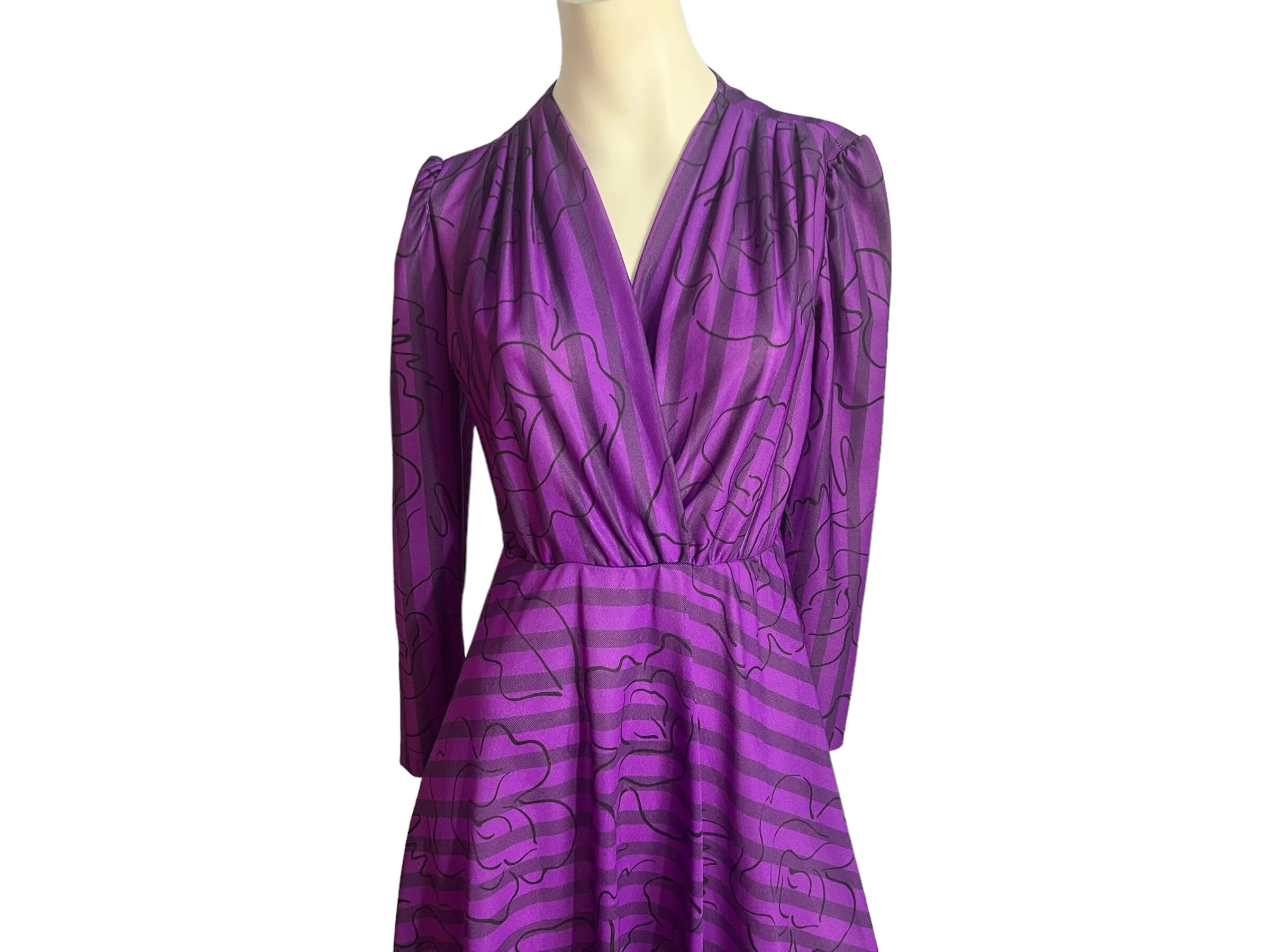 Vintage 80's purple wrap front dress M