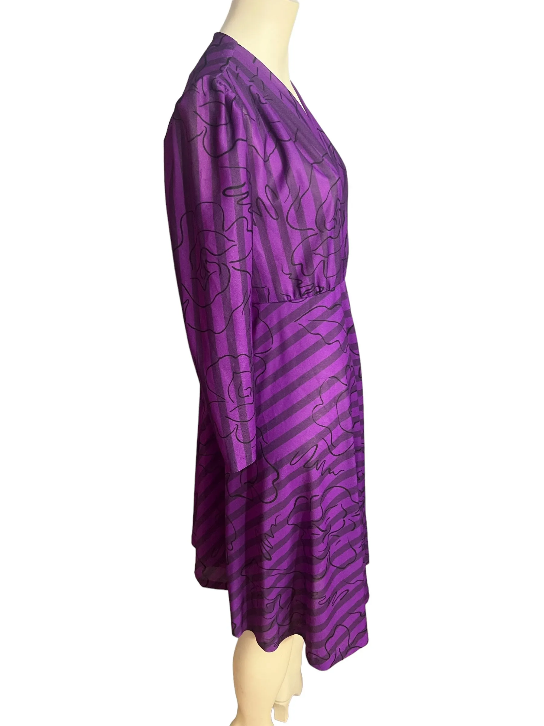 Vintage 80's purple wrap front dress M