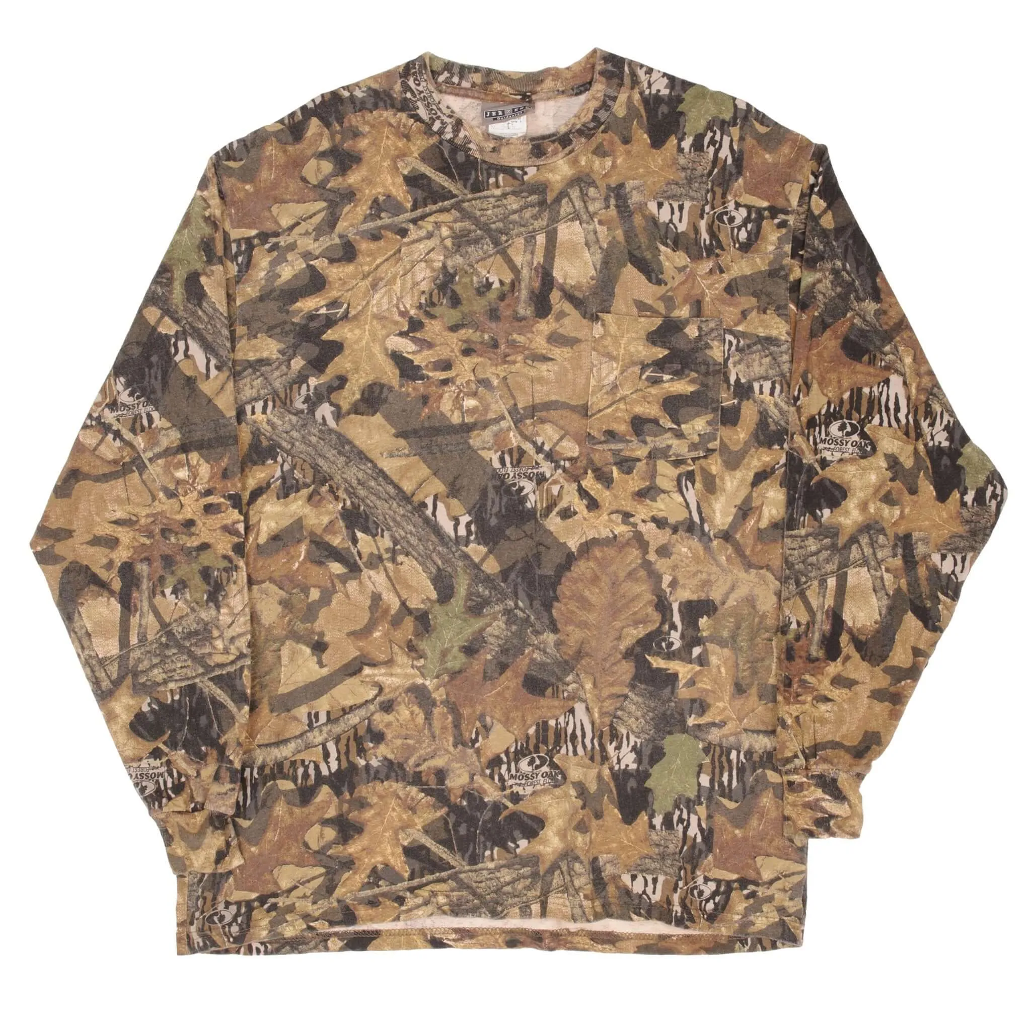 VINTAGE HUNTING MOSSY OAK FOREST FLOOR CAMO LONG SLEEVE POCKET TEE SHIRT LARGE