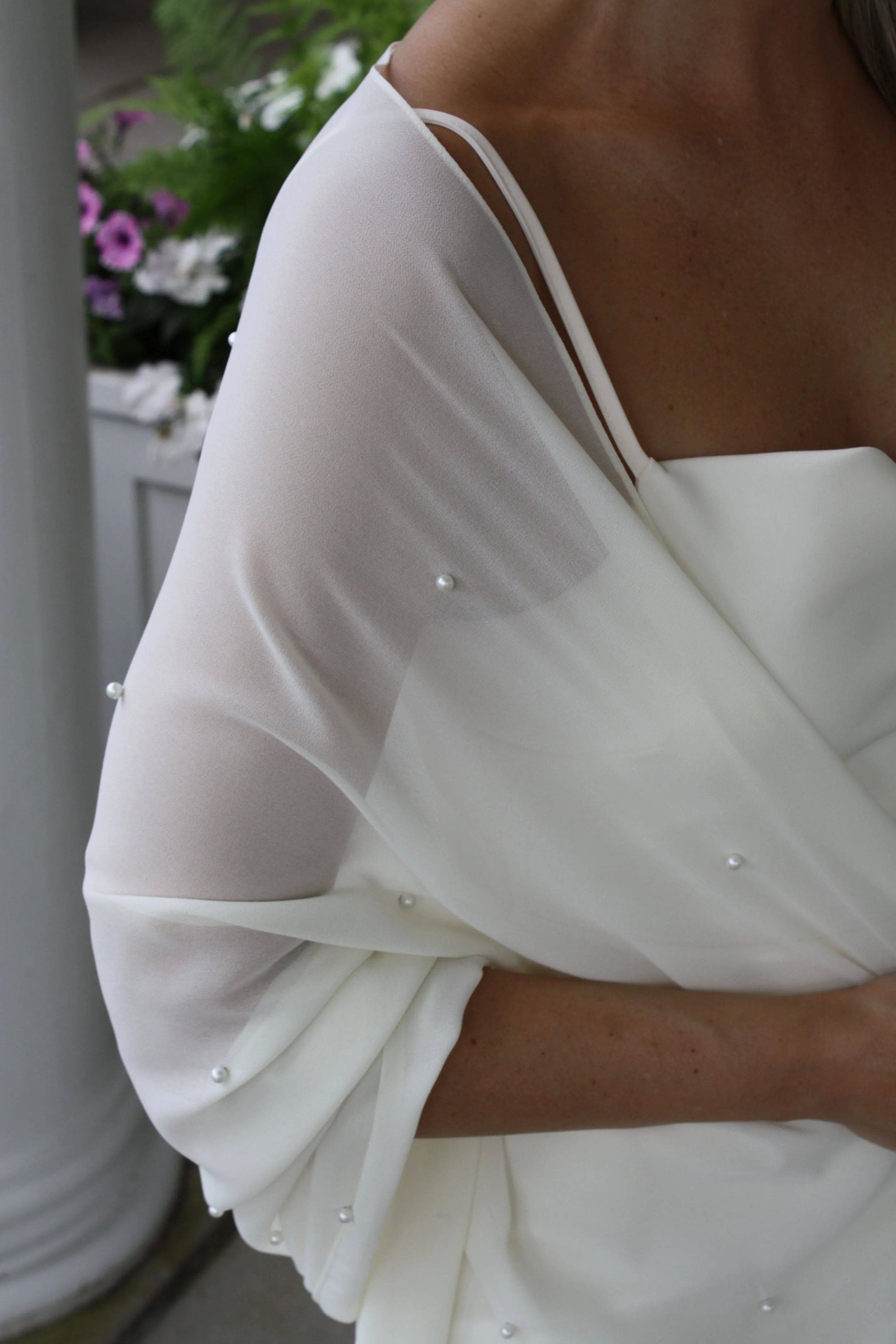 White Shawl with Pearls