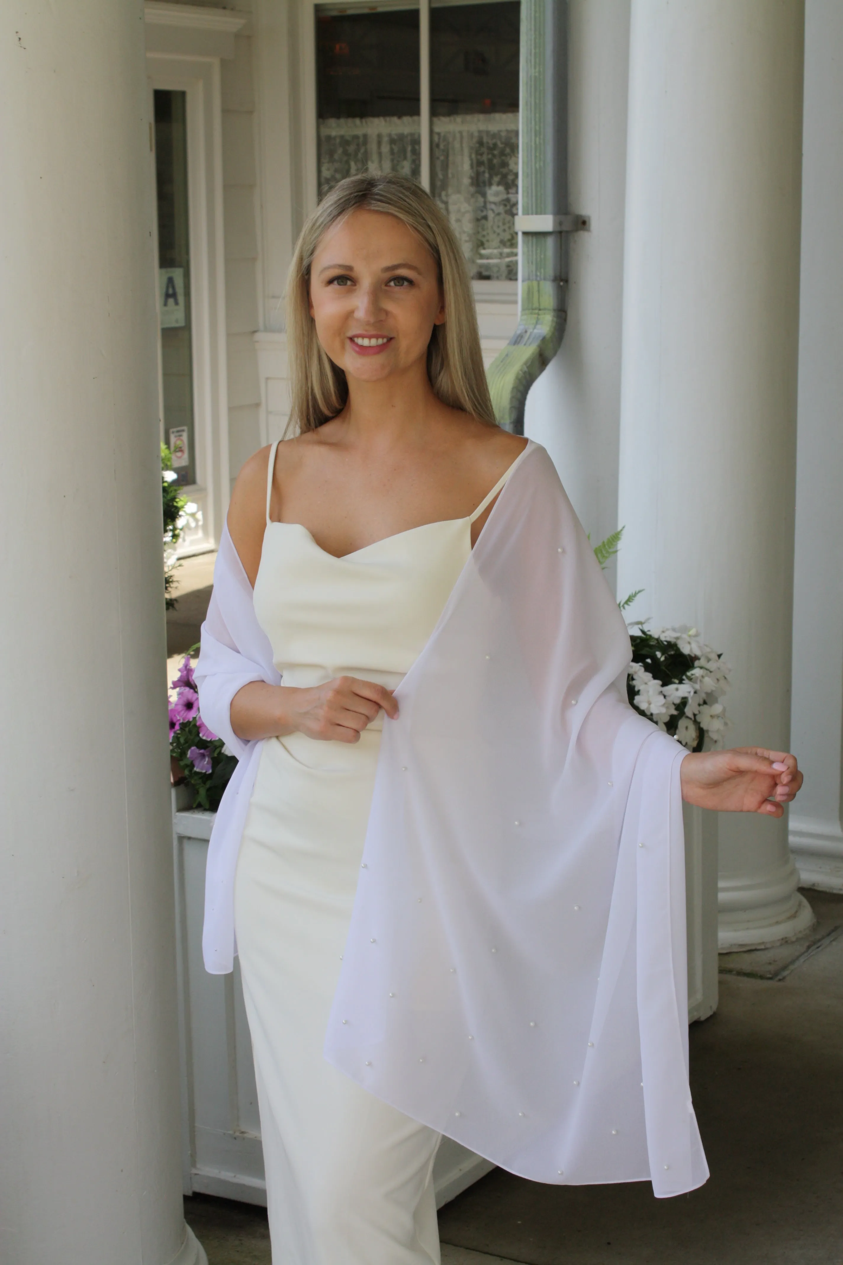 White Shawl with Pearls