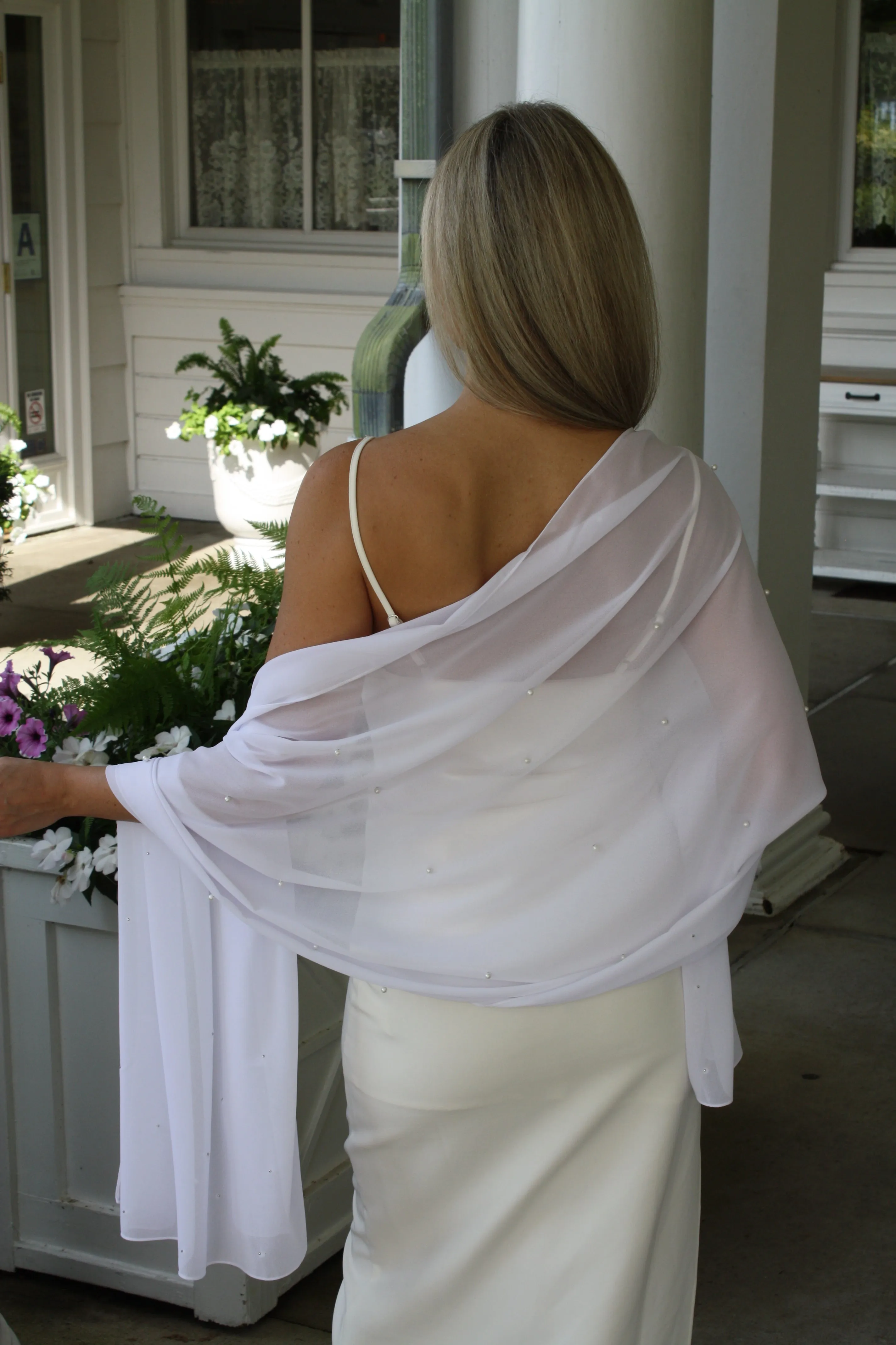 White Shawl with Pearls