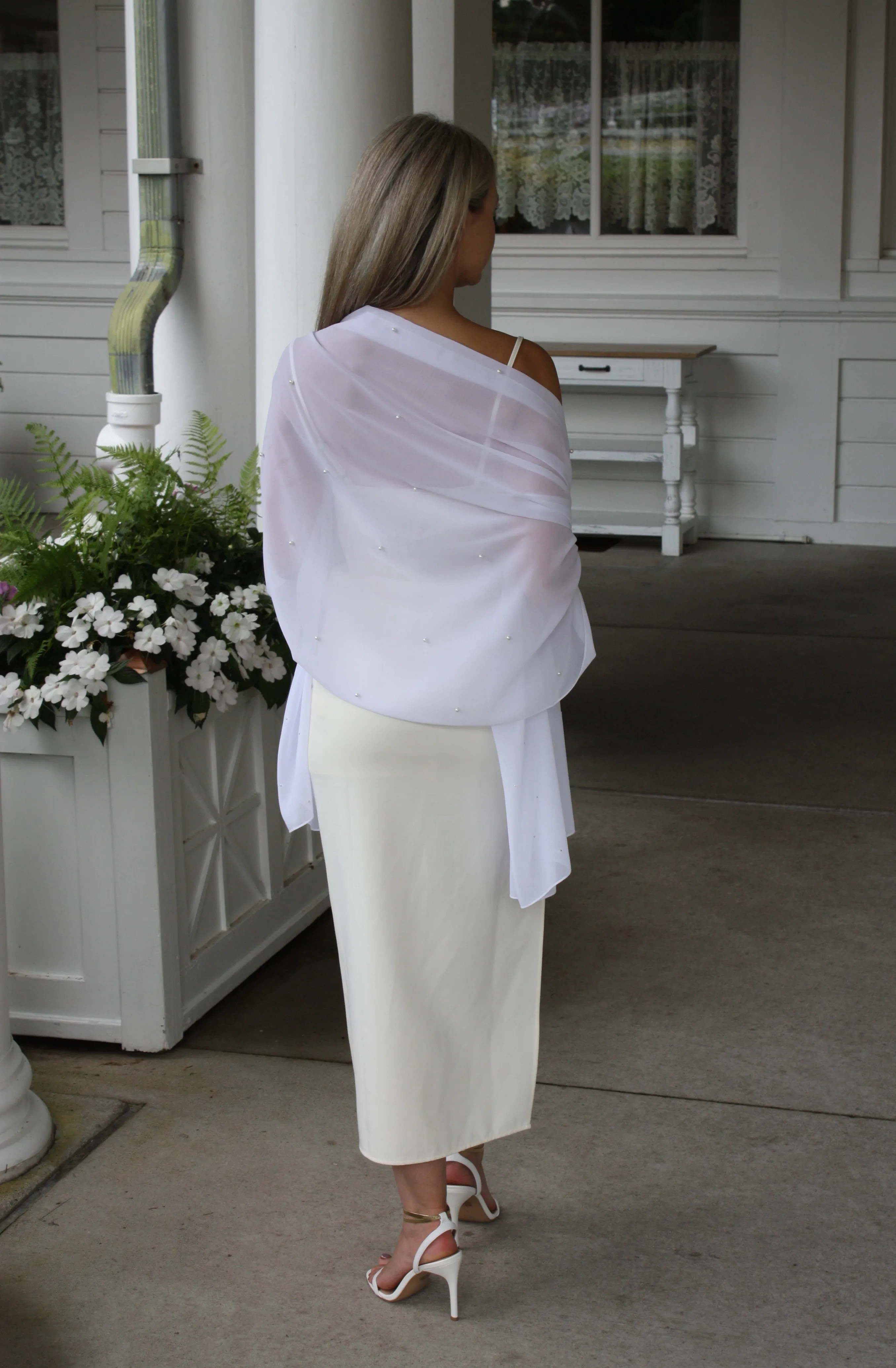 White Shawl with Pearls