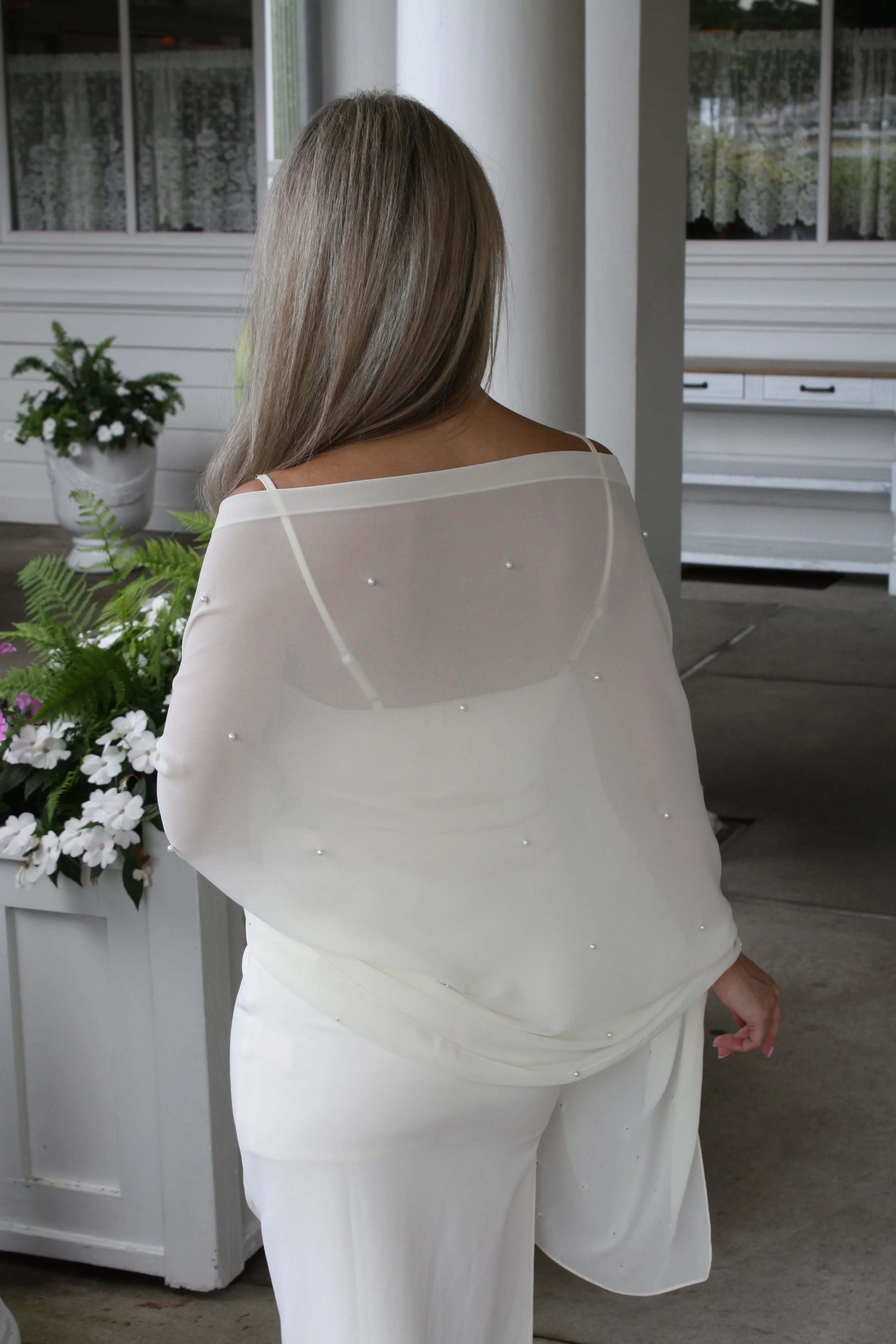 White Shawl with Pearls
