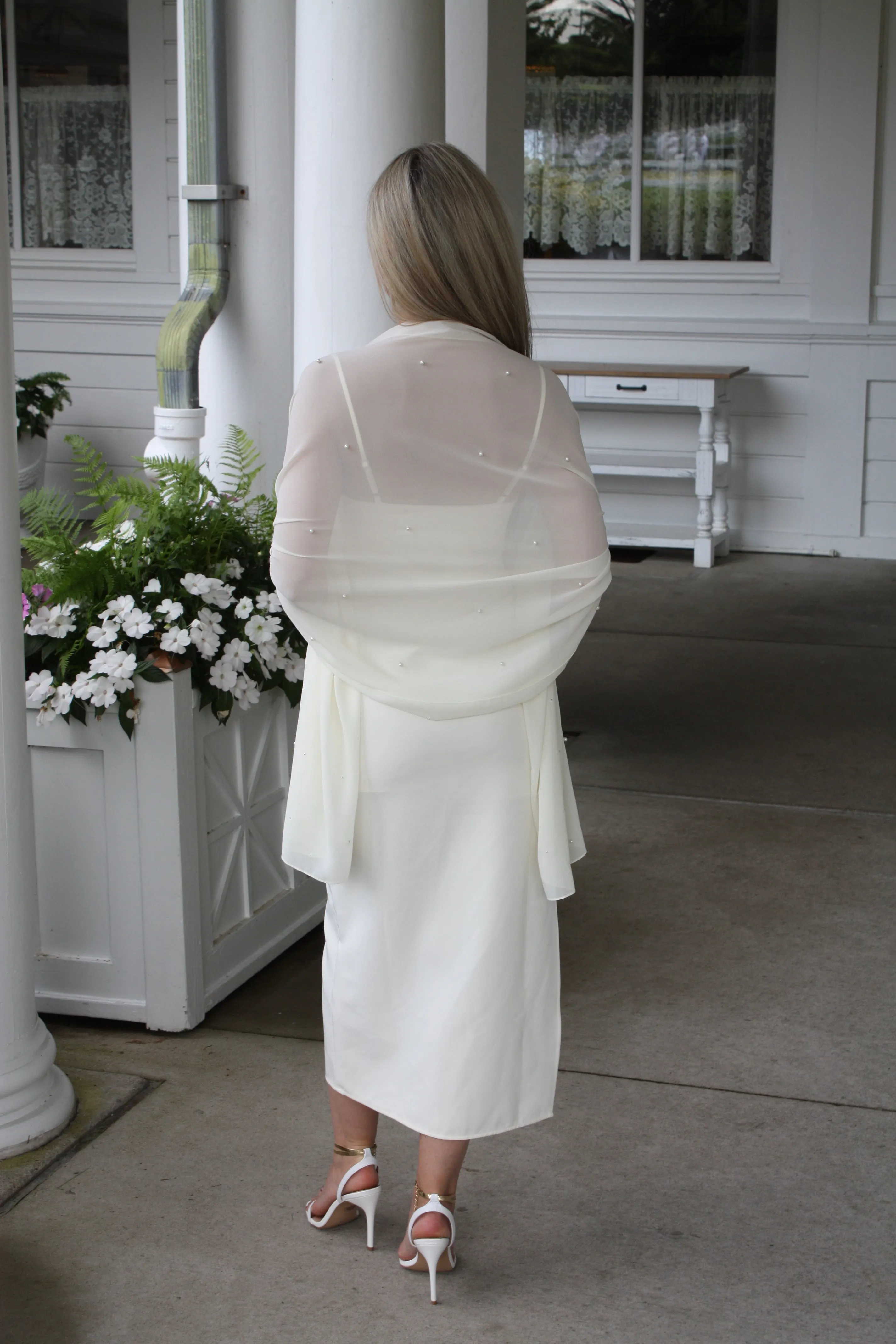 White Shawl with Pearls