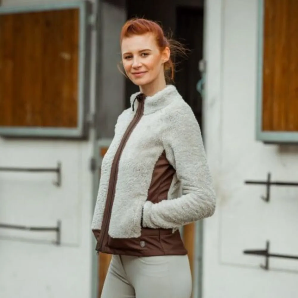 Women's Horze Light Tan & Brown Deanne Softshell Fleece Jacket