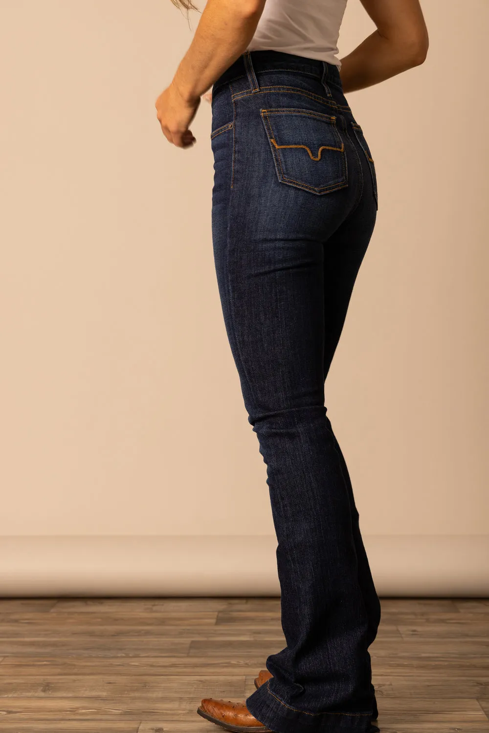 Women's Jennifer Blue Denim High Rise Wide Flare Jean By Kimes Ranch