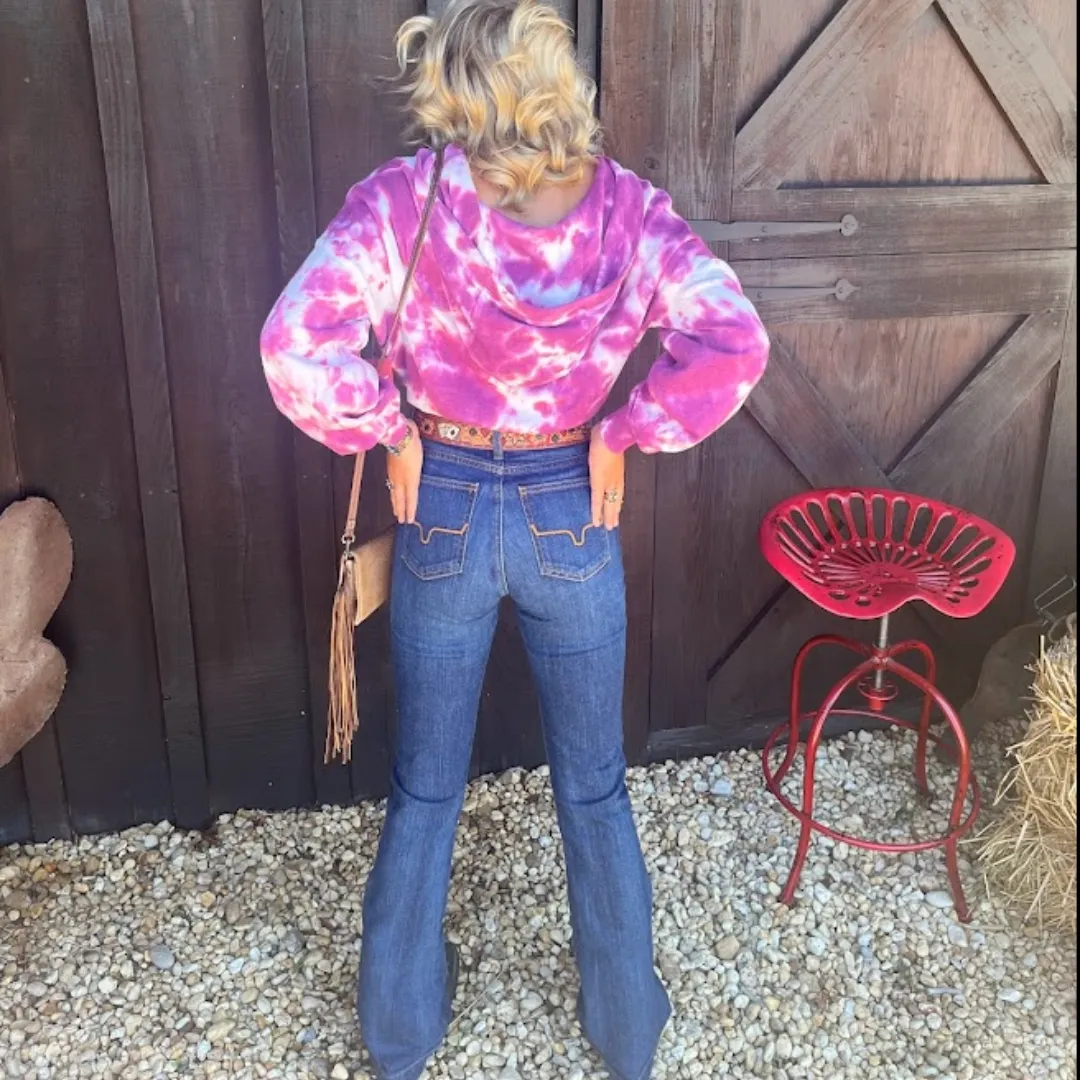 Women's Jennifer Blue Denim High Rise Wide Flare Jean By Kimes Ranch