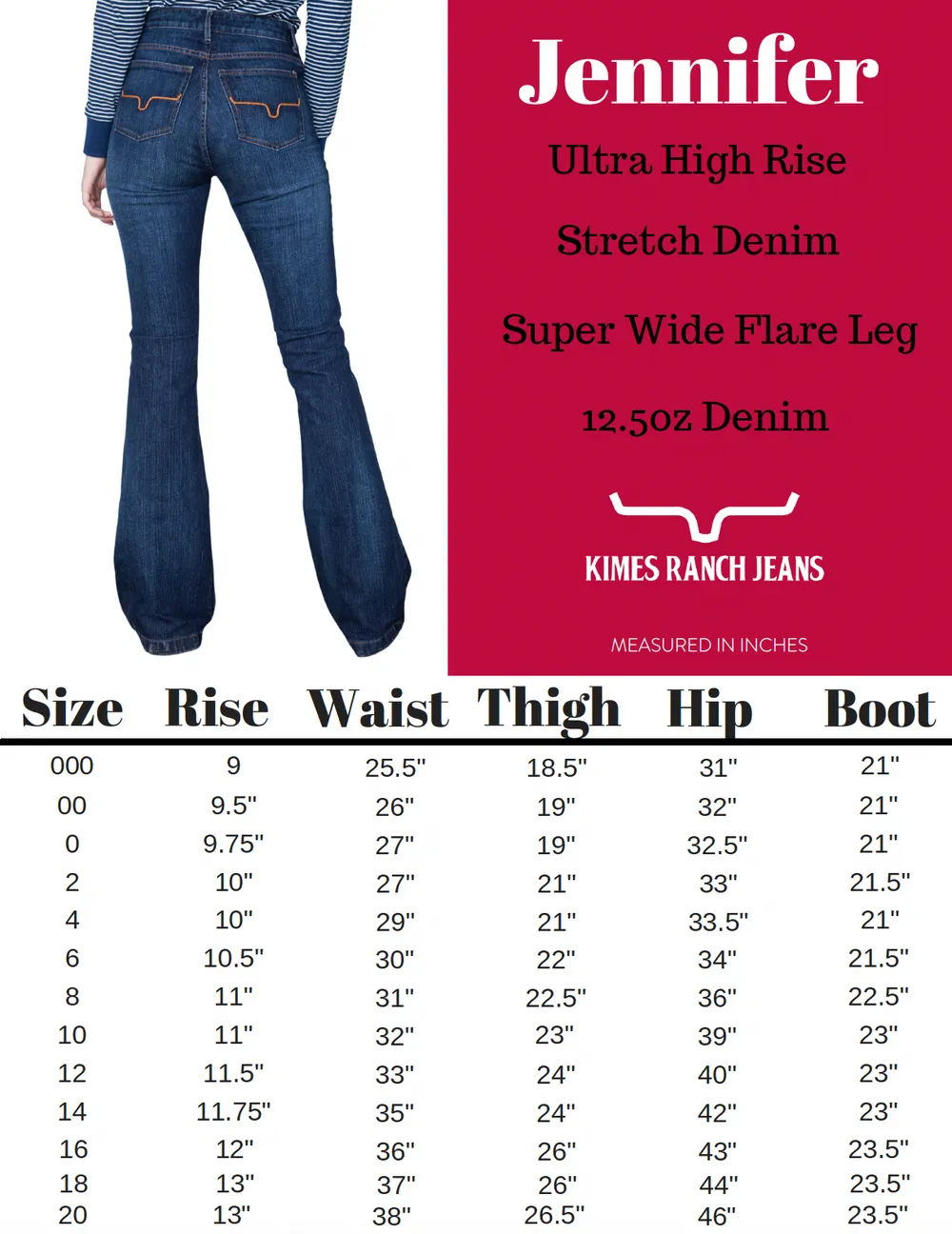 Women's Jennifer Blue Denim High Rise Wide Flare Jean By Kimes Ranch