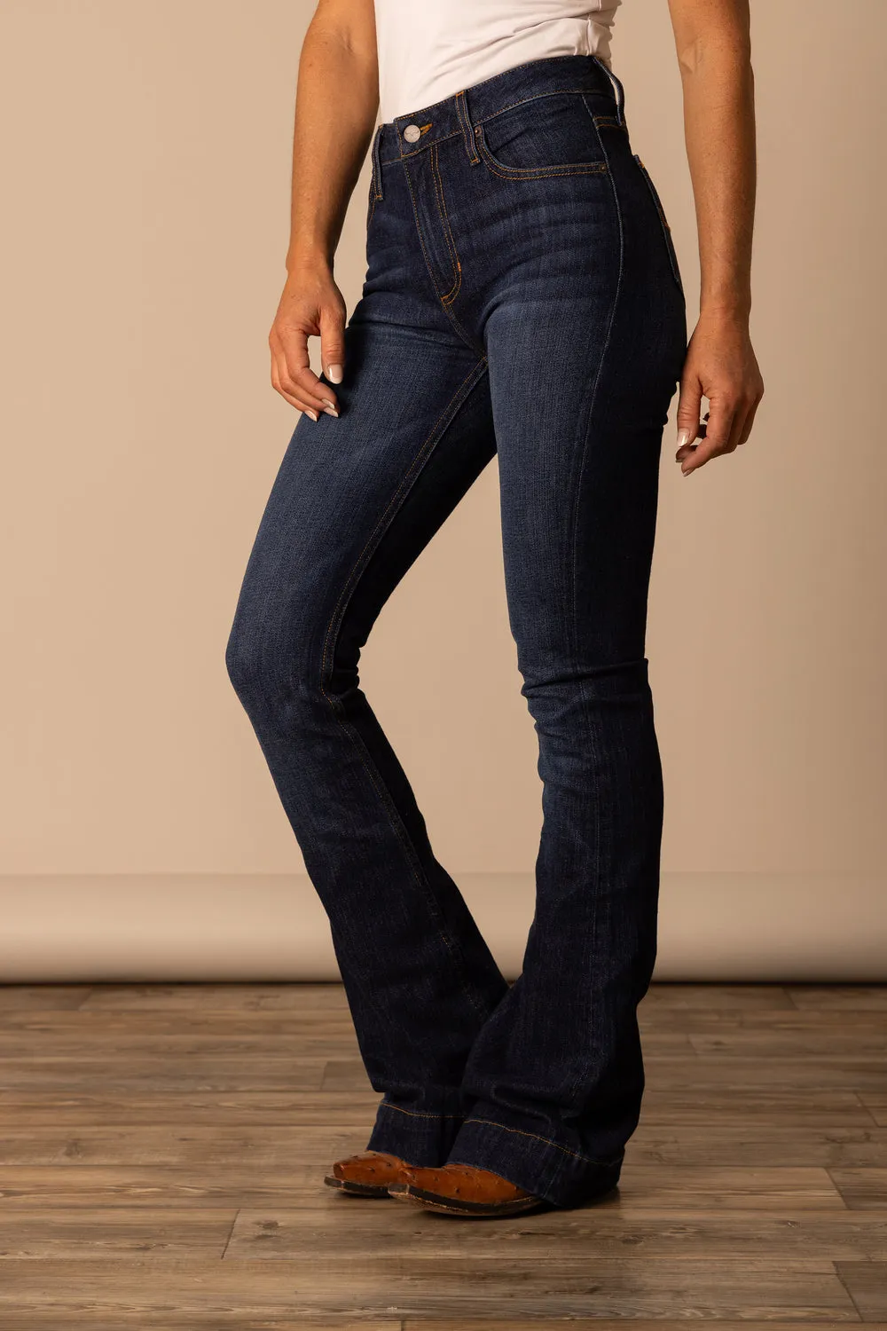 Women's Jennifer Blue Denim High Rise Wide Flare Jean By Kimes Ranch