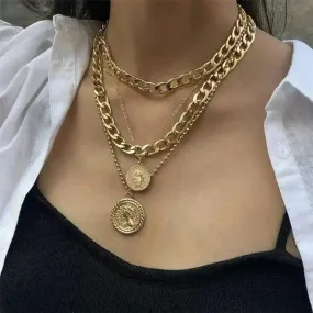 Women's Multi-Layer Medals Pendant Necklace - Elevate Your Style ✨