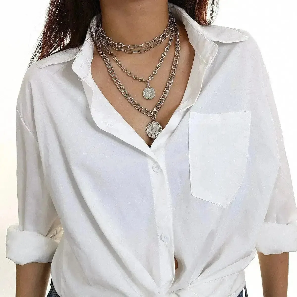 Women's Multi-Layer Medals Pendant Necklace - Elevate Your Style ✨