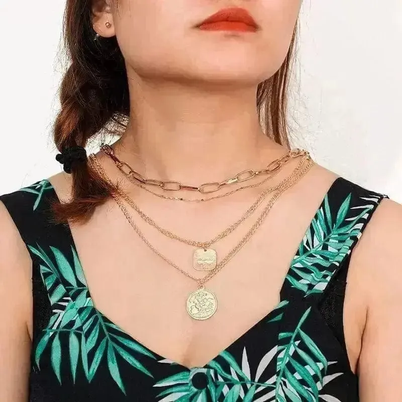 Women's Multi-Layer Medals Pendant Necklace - Elevate Your Style ✨