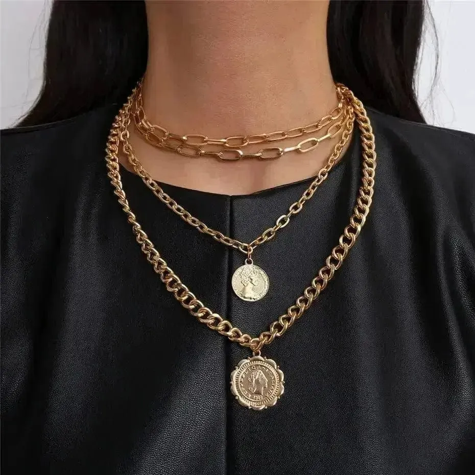 Women's Multi-Layer Medals Pendant Necklace - Elevate Your Style ✨
