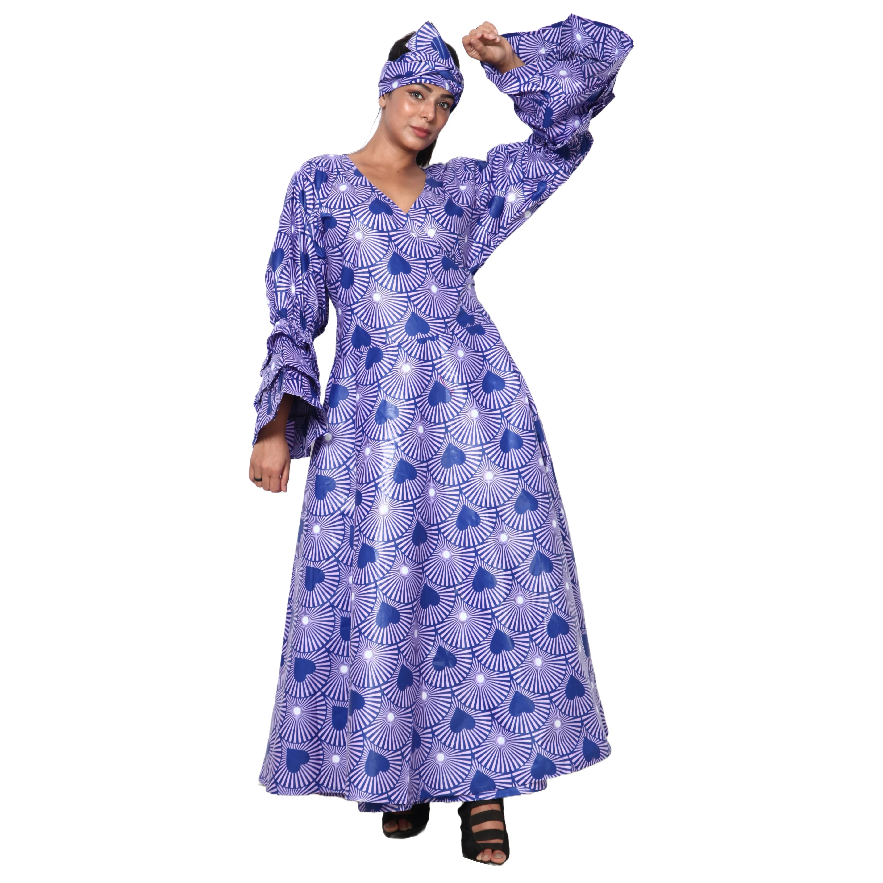 Women's Tiered Frill Sleeve Wrap Dress - FI-70