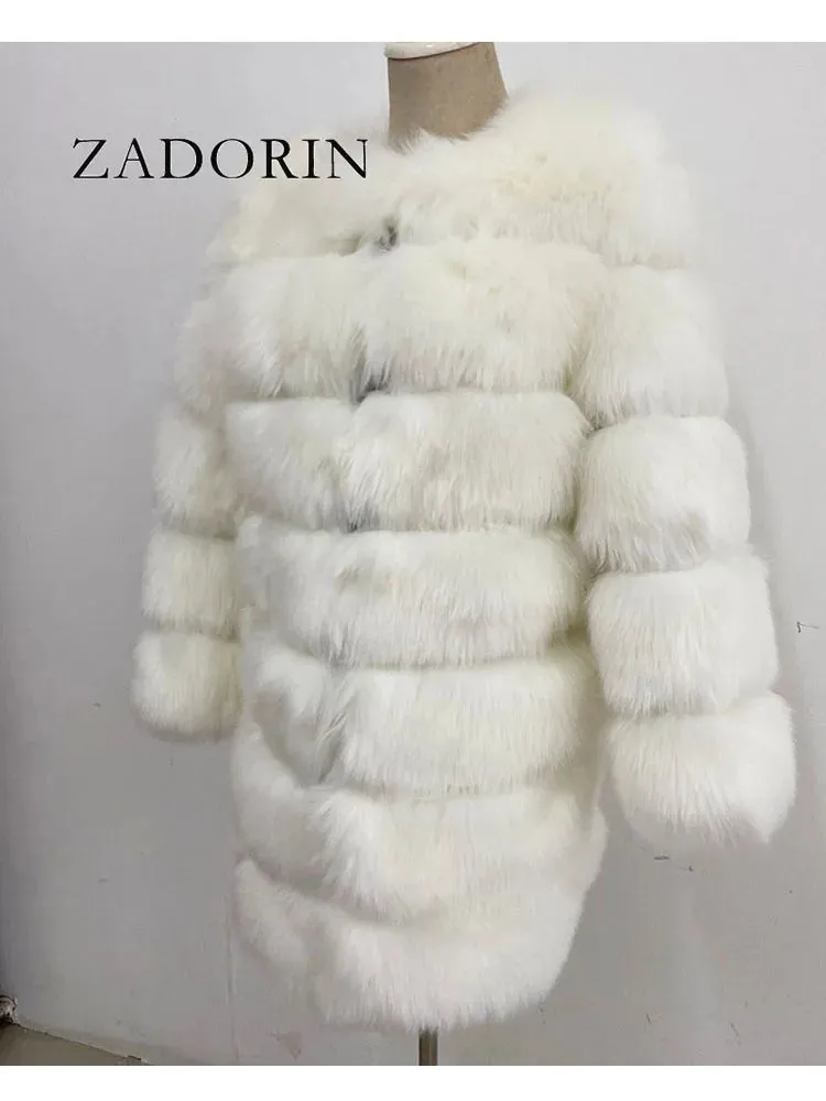 ZADORIN Winter Luxury Long Mink Coats Women Warm Faux Fur Coat Fluffy Fur Jacket Bontjas Coats Abrigo Piel Mujer