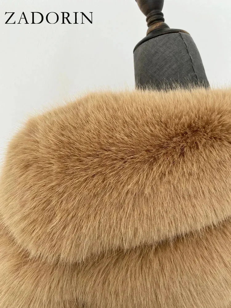 ZADORIN Winter Luxury Long Mink Coats Women Warm Faux Fur Coat Fluffy Fur Jacket Bontjas Coats Abrigo Piel Mujer